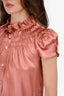 Prada Pink Ruched Button Down Blouse Size 38