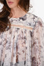 Zimmermann Grey Floral Sheer Silk Blouse Size 1