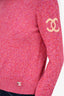 Pre-Loved Chanel™ 2022-23 Pink Cashmere Sweater with CC Logo Size 38