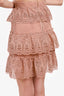 Self-Portrait Pink Tiered Ruffle Blush Coral Guipure Lace Skirt size 6