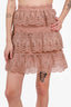 Self-Portrait Pink Tiered Ruffle Blush Coral Guipure Lace Skirt size 6