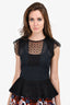 Isabel Marant Black/Navy Silk Sheer Peplum Top Size 38