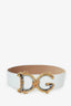 Dolce & Gabbana White Leather D&G Buckle Belt Size 75