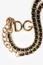 Dolce & Gabbana Gold Tone Leather/Chain Logo Belt