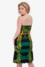 Prada Green/Black Cherub Printed Strapless Dress Size 44