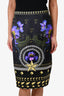 Givenchy Black/Purple Printed Midi Skirt Size 40
