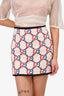 Gucci Cream Boucle Tweed Patterned GG Logo Mini Skirt Size 36