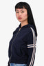 Chloe Navy Trimmed Detailed Zip-Up Hooded Jacket Est. Size XS