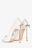 Casadei White Leather Ribbon Detailed Heels Size 6