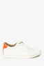 Hermes White/Orange Leather Quicker Sneakers Size 38