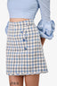 Sandro White/Blue Tweed Button Detail Mini Skirt Size 0