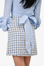 Sandro White/Blue Tweed Button Detail Mini Skirt Size 0