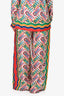 Casablanca Tennis Club Multicolour Silk Patterned Wide Leg Pants Size 36