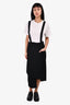 Yohji Yamamoto Black Wool Removable Strap Midi Skirt Size S