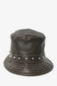 Gucci Brown Leather Bucket Stud Detail Hat Size L