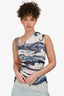 Jean Paul Gaultier Soleil Blue Mesh Asymmetrical Top Size L