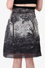 Marni Grey Embroidered A-Line Midi Skirt Size 38