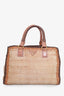 Prada Brown/Cream Woven Leather Madras Top Handle With Strap