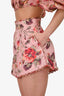 Zimmermann Pink Floral Linen Shorts Size 1