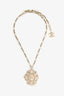 Chanel Gold Toned Pink Resin CC Embellished Necklace