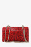 Valentino Red Calf Hair Leopard Print 'Va Va Voom' Shoulder Bag