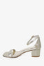 Stuart Weitzman Gold Metallic Block Heel Sandals Size 36.5