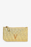 Versace Gold Metallic Leather Zip Card Holder
