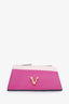 Versace Pink/Purple Leather Virtus Zip Card Holder