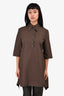 Marni Brown Cotton Collared Button-Up Slit Side Tunic Top Size 44