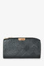 Burberry Black Pebble Leather Tartan Embossed Long Wallet