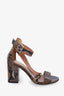 Paris Texas Brown Python Print Leather Sandals Size 38