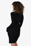 Norma Kamali Black Jersey Turtleneck Long Sleeve Midi Dress Size XS