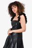 Alice & Olivia Black Faux Leather Ruffle Sleeve Flounce Dress Size XS