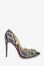 Christian Louboutin Brown/Cream Leather Leopard Bow Heels Size 37.5