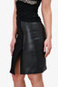 Celine Black Wool/Leather High Waisted Skirt Size 36
