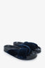 Chloe Blue Velvet Knotted Slip-On Flat Slides Size 36