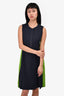 Akris Punto Navy/Green Zip Colourblock Mini Dress Size M