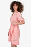 Twinset Pink Cotton Embroidered Puff Sleeve Mini Dress Size XS