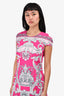 Versace Pink Baroque Printed Shift Dress Size 42