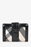 Burberry Black/Cream Patent Leather Compact Wallet