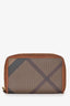 Burberry Brown Leather Check Compact Wallet