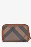 Burberry Brown Leather Check Compact Wallet
