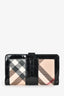 Burberry Black/Beige Patent Leather Check Zip Wallet
