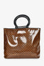 Celine Brown Brown/Black Patent Top Handle Bag