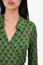Diane Von Furstenberg Green/Blue Printed Wrap Dress Size 10