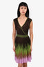 M Missoni Brown/Green Pleated Sleeveless Mini Dress with Slip Size 42
