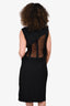 Maison Martin Margiela Black Sleeveless Draped Front Midi Dress Size 46