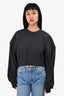 Alexander Wang Grey Wool Blend Cropped Crewneck Sweater Size L