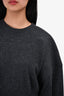 Alexander Wang Grey Wool Blend Cropped Crewneck Sweater Size L