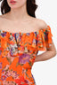Ralph Lauren Orange Floral Silk Maxi Dress Size 14